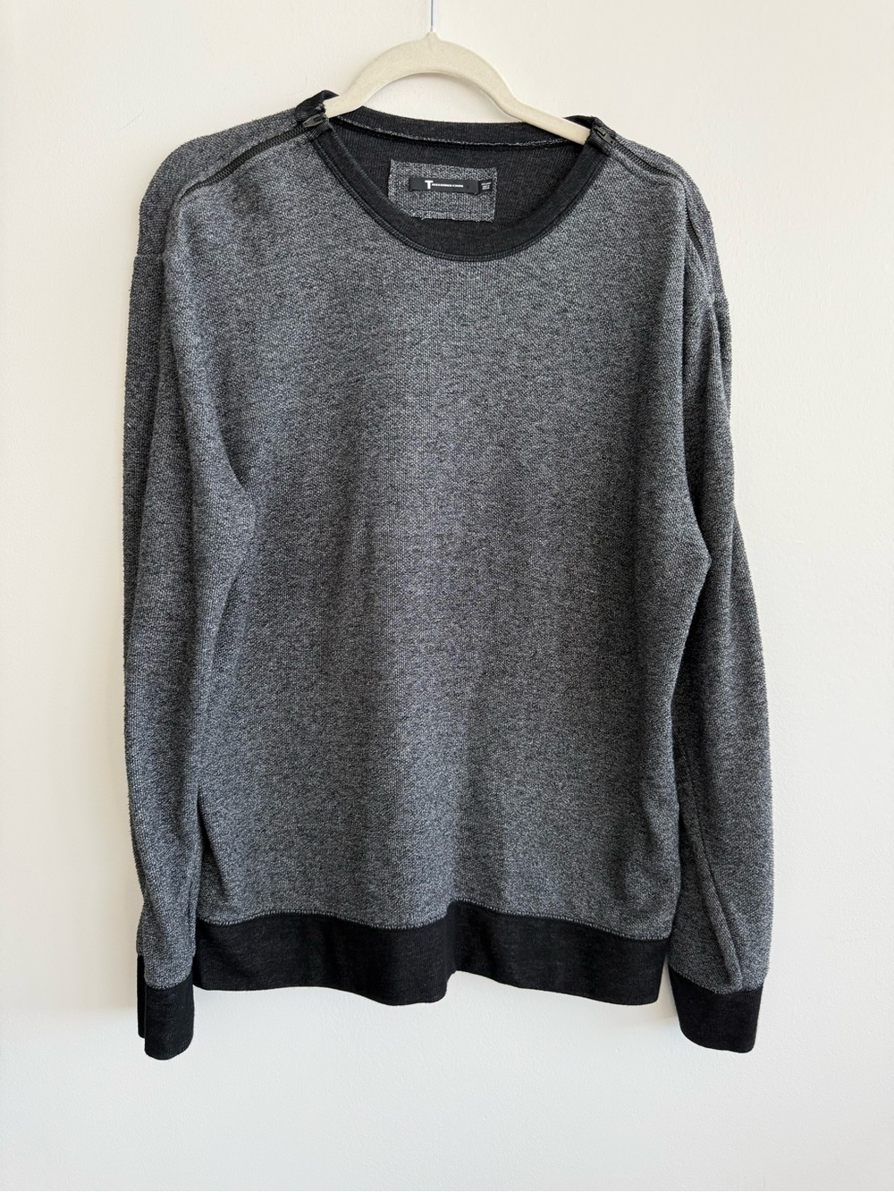 T by Alexander Wang Charcoal Crewneck Sweater with Shoulder/Sleeve Zippers NWOT